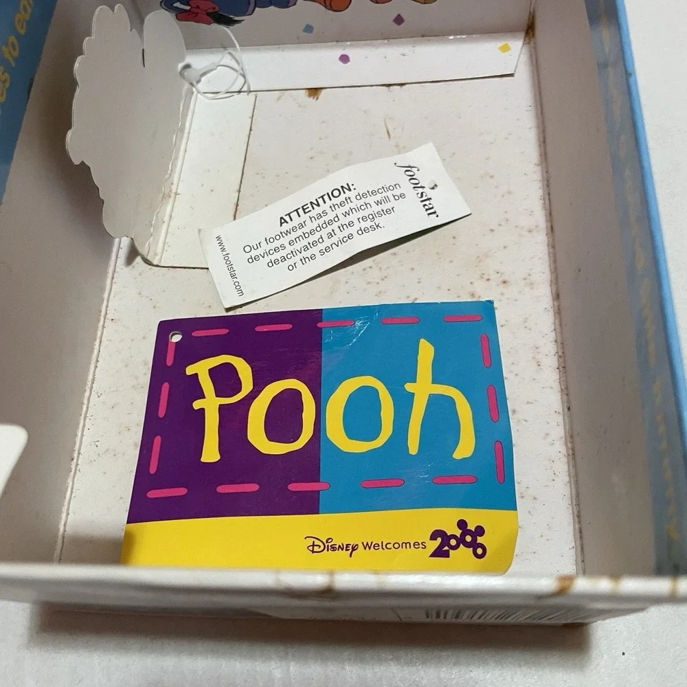 90s Vintage DISNEY Winnie the Pooh Denim Canvas Baby Shoes Embroidered Size 3